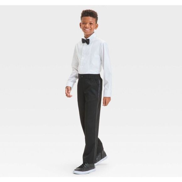 Cat & Jack Boy’s Suit Tuxedo Pants Size 7 Black Elastic Waistband NWT - Picture 2 of 5